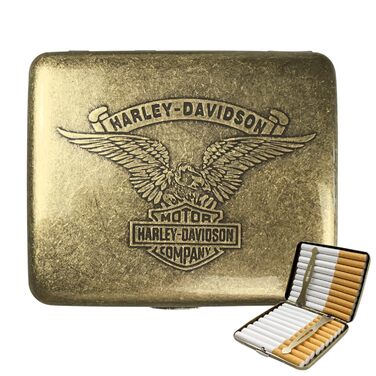 Металеве етажерка для сигарет на 20 штук, етажерка для сигарет, нержавіюча сталь, жіноча/чоловіча, вінтажна сигаретна коробка, 2 шт. (1 шт. з бронзовим орлом)