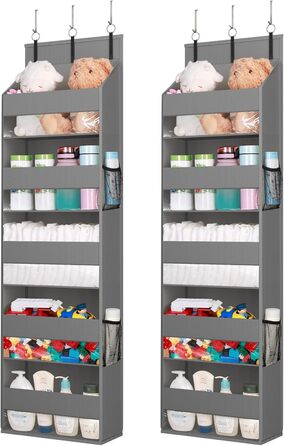 Організатор для шафи LifeWit Türorganizer з 5 полицями та 4 кишенями, сірий, 2 шт.