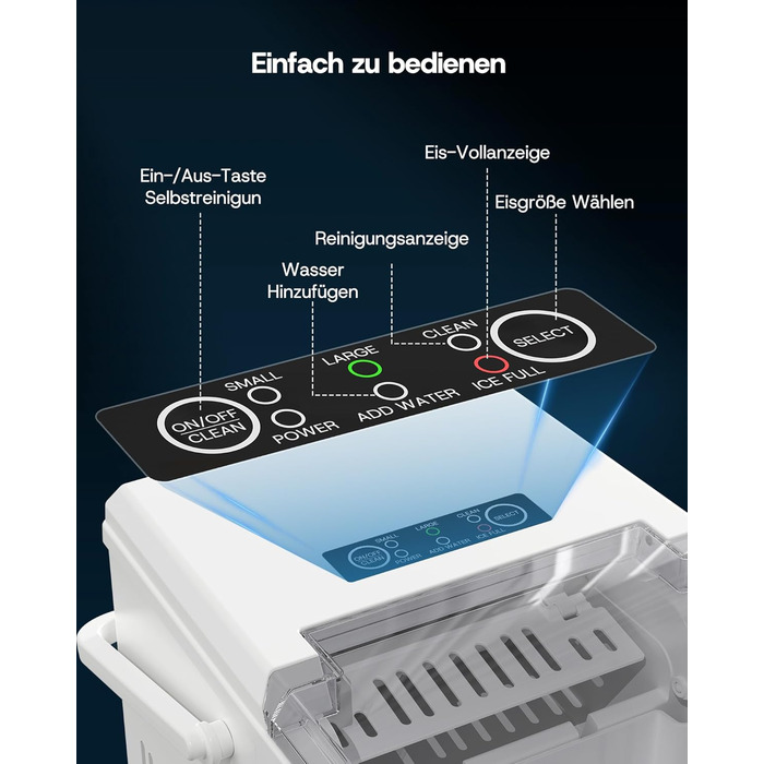 Машина для приготування льоду Upstreman BI12, біла: швидке охолодження, автоматичне очищення, для дому, офісу