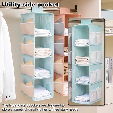 Настінна вішалка-органайзер для одягу з 4 відділеннями, складана, з кишенями, для дому, кемпінгу, у подорожі