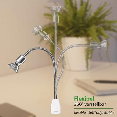 Світлодіодна настільна лампа LESCH з гнучкою ніжкою (хром/чорний), 2 шт. GU10 LED (тепле біле світло, 7.6W, 1103lm, кут 33°)