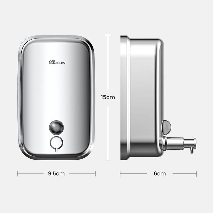 Stainless Steel Wall Mounted Soap Dispenser - 800ml, Hygienic Push Top, Rust-Resistant & Drip-Proof
