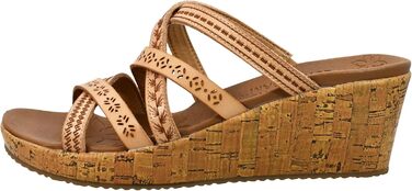 Босоніжки жіночі Skechers Beverlee-Tiger Posse на танкетці, натуральні, широка колодка 40 EU