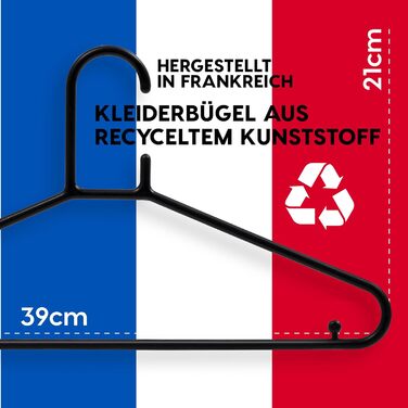 Набір з 30 чорних вішалок для одягу Iris Ohyama CHM-39, 39 см, пластик