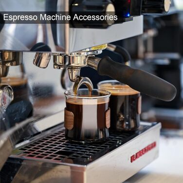 Набір чашок для еспресо ParaCity, 2 шт. з дерев'яним кільцем, склянка для еспресо та шнапсу з боросилікатного скла, прозора маленька чашка для еспресо, аксесуари для еспресо (240 мл)