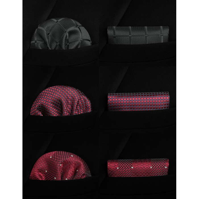 HISDERN Комплект краваток для чоловіків (3 шт.) з нагрудним хустиною. Шовкові краватки для весілля та особливих подій.