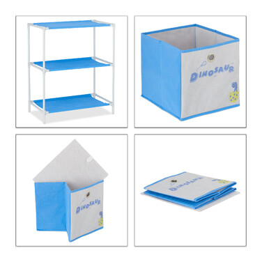 Relaxdays Kids' Shelf Dino with Boxes