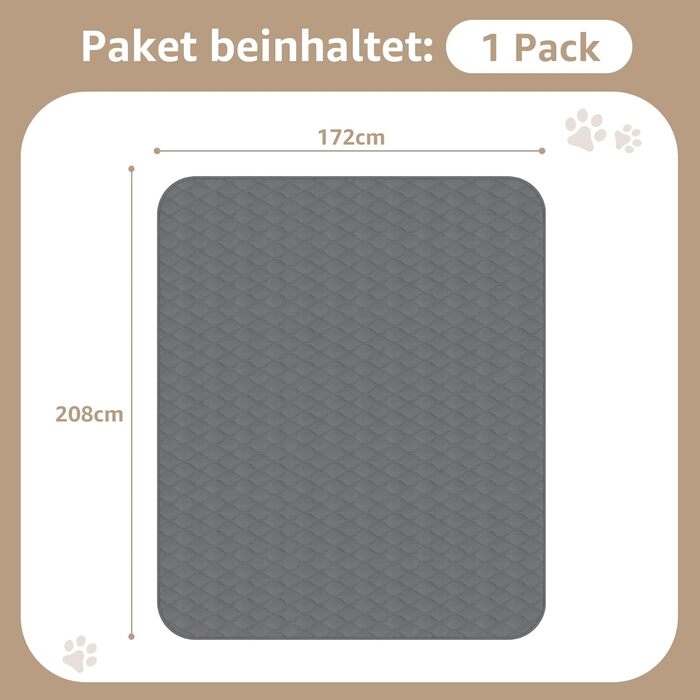 Водонепроникний килимок для собак Pick for Life: м'який, двосторонній, 172x208 см