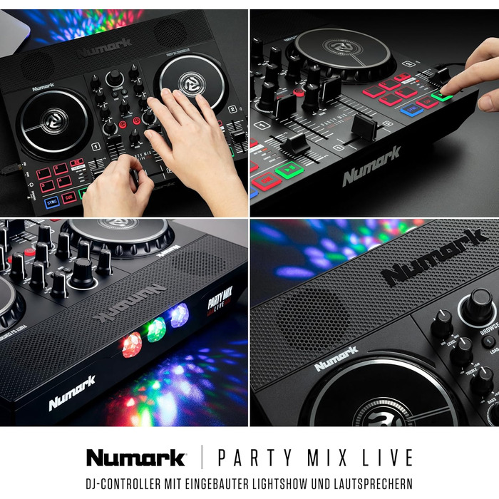 DJ контролер Numark Party Mix Live з колонками, світловим шоу, 2 деками та мікшером (Serato DJ Lite)