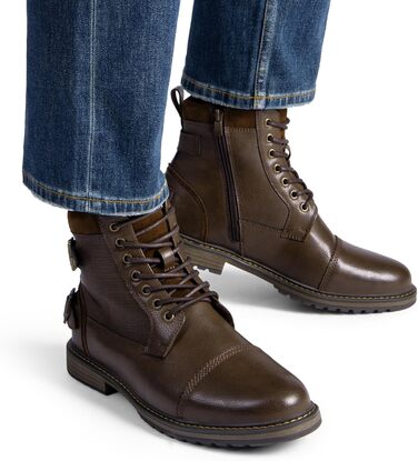 Мотоциклетні черевики Bruno Marc для чоловіків: стильні ботинки на шнурівці з блискавкою, коричневі (44 EU)