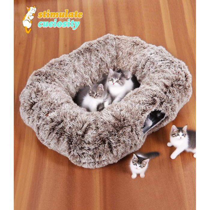 Туннель для котів Vuxava XXL сірий – іграшка та ліжко для котів, 100x82 см, 180 см, 2 входи, миється, знімається