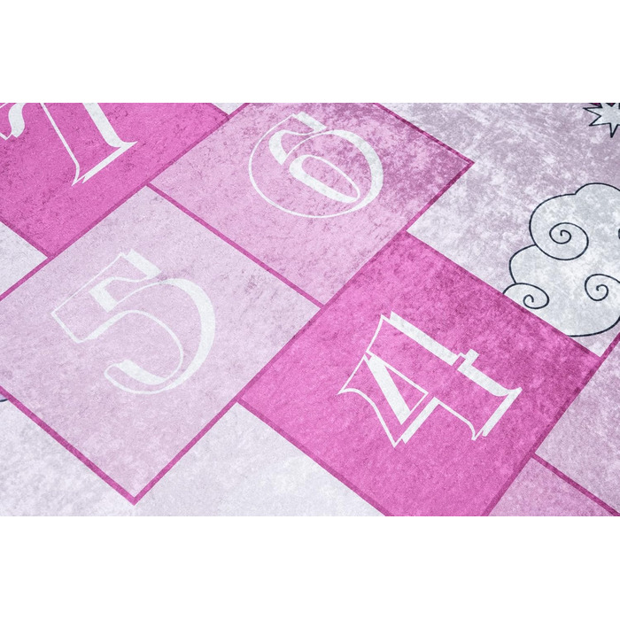 Дитячий килим TAPISO Emma, рожевий, 140x200 см, з антиковзким покриттям, принт, ÖKO-TEX, машинне прання 30°C