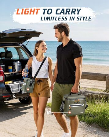 Ізольована сумка-холодильник Lekesky 12/20L - міцна, водонепроникна, для пікніків, кемпінгу, пляжу, грилів (B-military green, 12L)