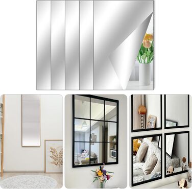 Клейкі дзеркальні наклейки на плитку, 4 шт. - акрилові дзеркала для школи, дому, ванної кімнати (30 x 20 см, прямий кут)