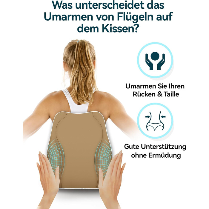 Подушка для спини Ergonomisches RückenKissen Travel Ease з Memory Foam для офісного крісла, з антистатичним, приємним до шкіри чохлом для комфортної посадки (Хакі)