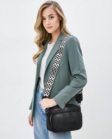 Сумка жіноча через плече крос-боді з PU шкіри, чорна - стильна маленька сумка з регульованим ремінцем