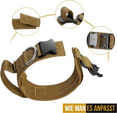 Нашийник для собак OneTigris з металевою застібкою Ranger Green (S, Coyote Brown)