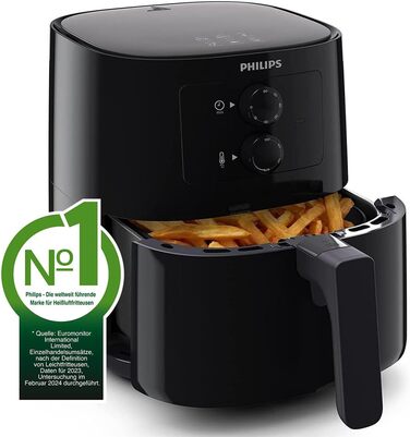 Фритюрниця без олії Philips Essential Airfryer 4,1 л, чорна, Rapid Air, контроль температури, додаток HomeID