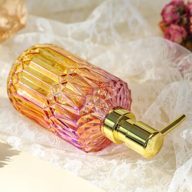 Скляний диспенсер для рідкого мила YunNasi: наповнюваний, для кухні, ванної, пральні (зелений, фіолетово-оранжевий)