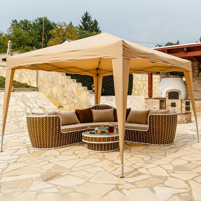 INSTENT Pavilion 3 x 3 m Basic, waterproof, UV protection 50+, (Champagne)
