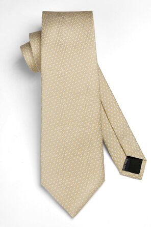 Кравка для чоловіків HISDERN на весілля: класичний дизайн у клітинку та в горошок, комплект з кишеньковим хустиною (шампань)