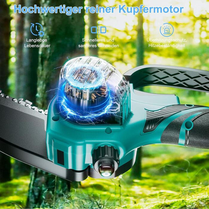 Акумуляторна міні-пилка Olubfdh 4000mAh, 6 дюймів, з автоматичним змащенням, 2 акумулятори 2000mAh, для стрижки гілок та дерева