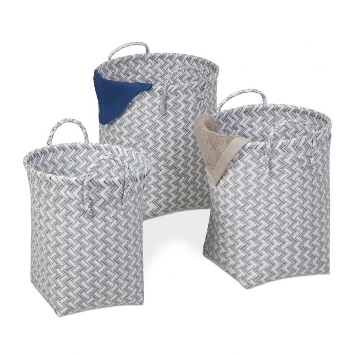 Relaxdays Woven Laundry Basket 3-Piece Set
