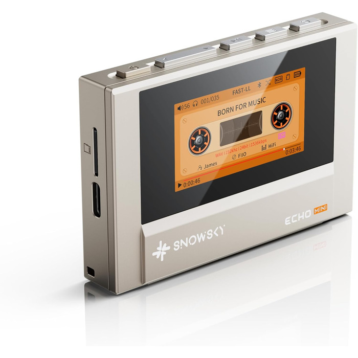 FiiO Echo Mini – Hi-Fi Bluetooth MP3 плеєр (Titanium Gold), 15 год відтворення, 3.5/4.4 мм вихід для навушників