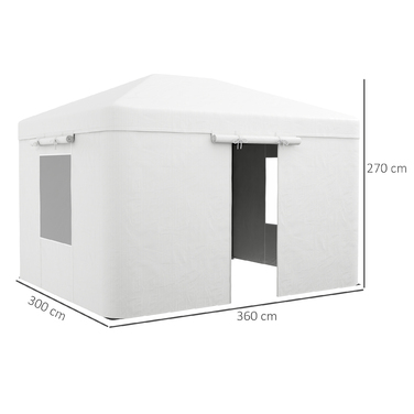 Outsunny Replacement Canopy Top Set for Gazebo, Waterproof with 2 Side Walls, Ideal for Garden Gazebo, White, Weather-Resistant & Durable