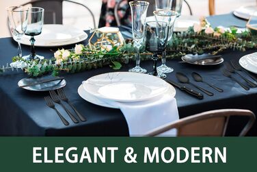 Чорний столовий набір приладів: 24 ложки, виделки, ножі (набір на 4 персони), нержавіюча сталь, дзеркальне покриття, для дому та ресторану