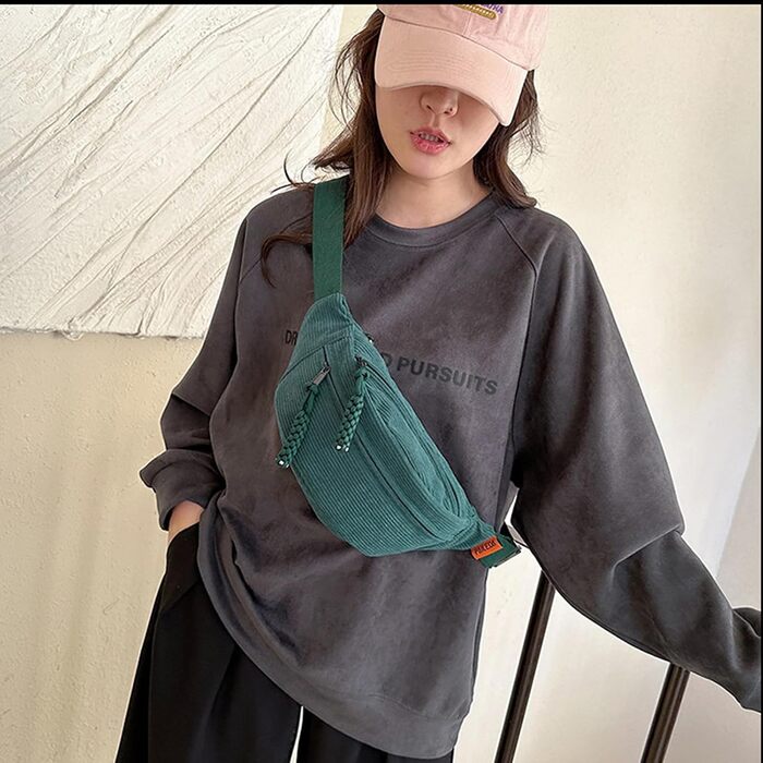 Чоловіча/Жіноча поясна сумка на шнурку (Cordura) Зелена, унісекс, регульований ремінь