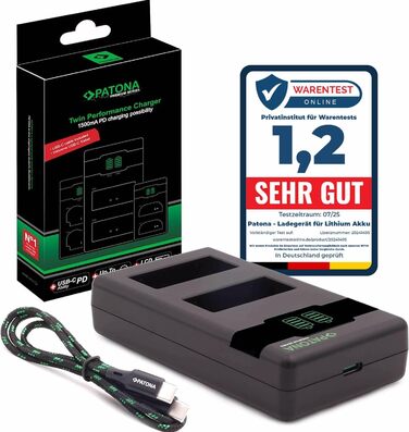 Зарядний пристрій PATONA NP-W126s/NP-W126 з дисплеєм LCD, USB-C, PD/QC, 1000mA - сумісний з X-M5, X100VI, X-S10, X-T20, X-T30 II, X-T5, X-T50 та ін.