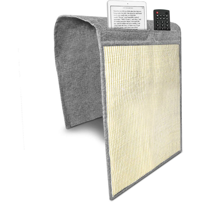 Navaris Cat Scratch Mat Scratch Protection Sofa - with 2 compartments - 128 x 45 cm Sisal Scratch Rug for Cat - Couch Cat Scratch Mat - also for Dogs (Light Grey - White)