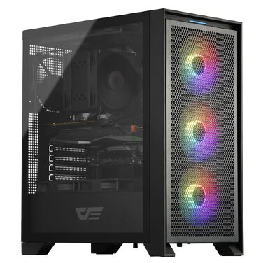 Ігровий корпус darkFlash DRX70 ATX Mid-Tower, 3x120мм RGB вентилятори, загартоване скло, Mesh-панель, чорний