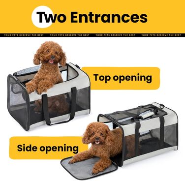 Транспортна переноска для кота Conlun, м'яка переноска з сіткою з 4 сторін, підходить для перевезень літаком, для кошенят та невеликих котів до 6 кг, складана переноска для собак, сіра, 51x31x31 см