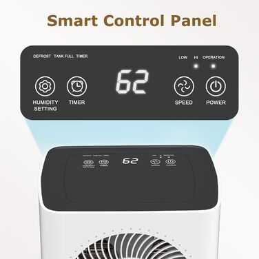 Вологопоглинач повітря 12л/24г, компресорний – автоматичний вологопоглинач для спальні, підвалу, ванної кімнати до 120м³, (~20 м²), з цифровим дисплеєм та шлангом для зливу