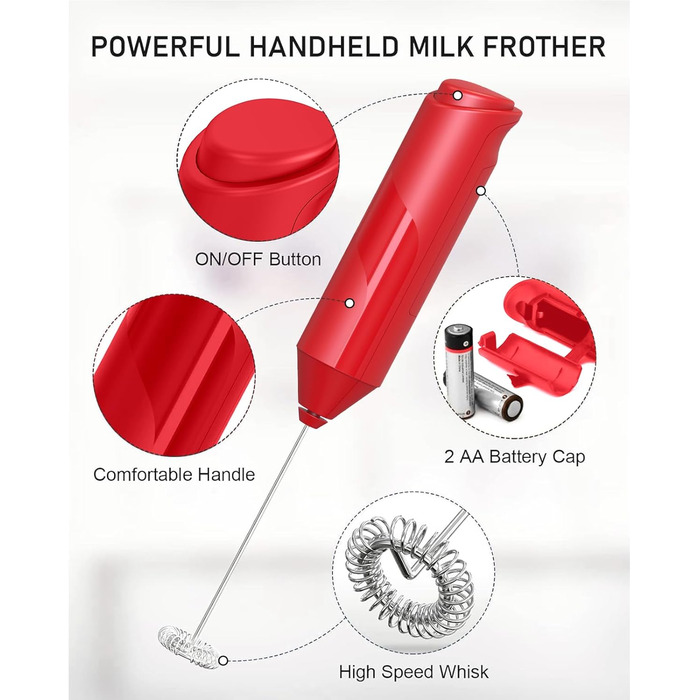 Ручний пінозмішувач COKUNST для матча, кави, гарячого шоколаду та лате - чорний (без підставки)