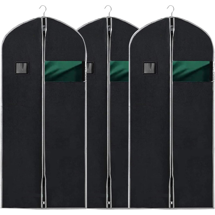 Чохли для одягу, дихаючі, 100 см (4 шт) для піджаків, костюмів, пальто. Захисні мішки для зберігання з прозорим вікном, антипилові.