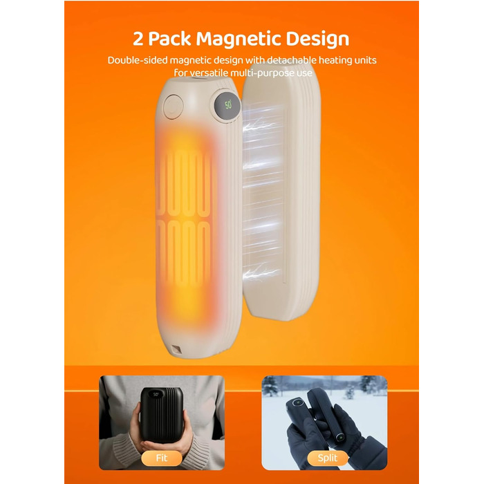 Електричні грілки для рук 2 шт., 2500 mAh, портативні, для рукавичок, 3 режими, USB, для активного відпочинку, кемпінгу, чоловікам та жінкам (персиковий)