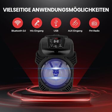 Pyle Partybox 600W Bluetooth Колонка Портативна з LED, USB/SD/MP3, для Караоке, Вечірок, Подій та DJ
