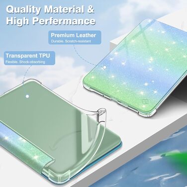 Чохол Fintie для Kindle 6 (11-го покоління) 2024/2022, прозомий, м'який TPU з авто-сном/пробудженням, для Kindle Basic 2024, Agavengrün (блискучий зелено-блакитний)