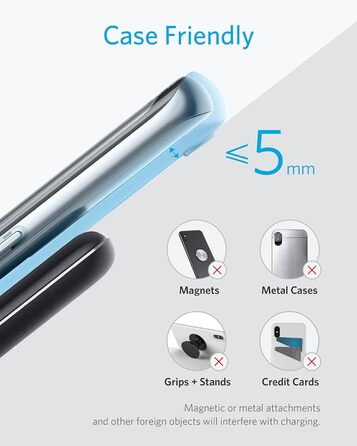 Бездротова зарядка Anker 313 Qi, сумісна з iPhone 16/15/15 Pro/15 Pro Max, SE (2020), 13/13 Pro/13 Pro Max, XR, Galaxy S22, 10W, чорний (без адаптера живлення)