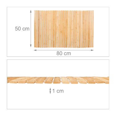 Relaxdays Bamboo Bath Mat 80x50 cm