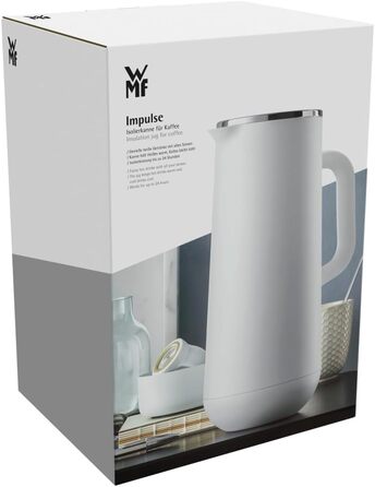 WMF Impulse Thermoskanne 1l, Insulated Carafe for Coffee or Tea, Twist-Lock Closure, Keeps Drinks Cold and Warm for 24h, Thermos for Coffee or Tea, White, Stainless Steel, Plastic