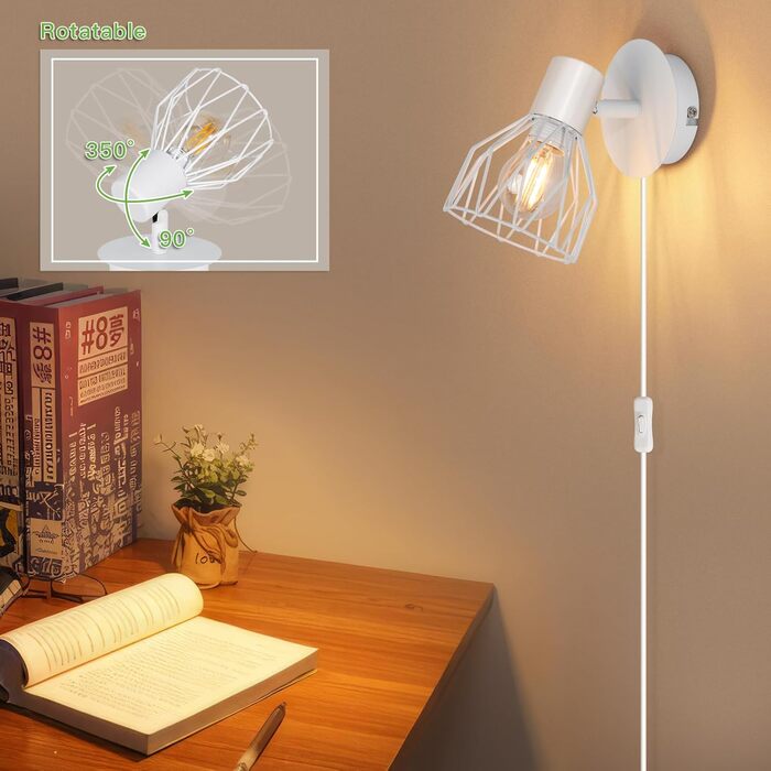 LED настінний світильник Kimjo з акумулятором, диммування, таймер, E14, 2 шт. (білий)