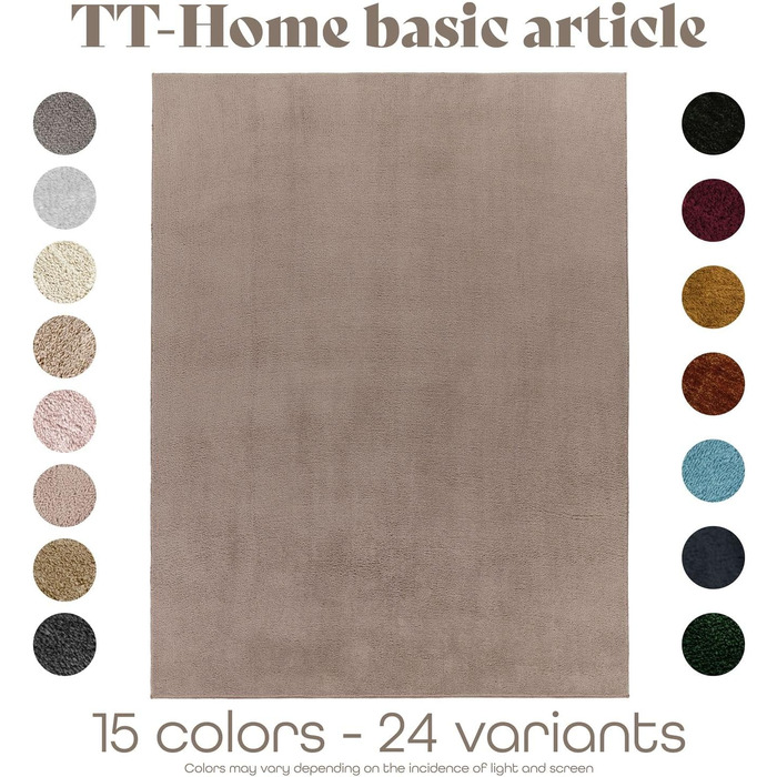 Килимок для вітальні TT Home Kurzflor: сучасний, однотонний, круглий, 80 см, бежевий (тауп), антиковзаюча основа, машинне прання