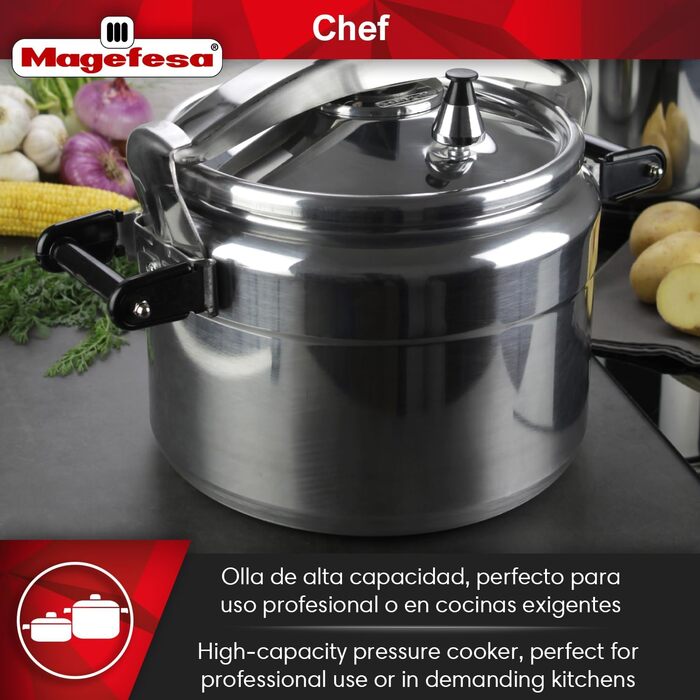 Скороварка MAGEFESA Chef 15 л, алюміній/нержавійка, 33 см, срібляста