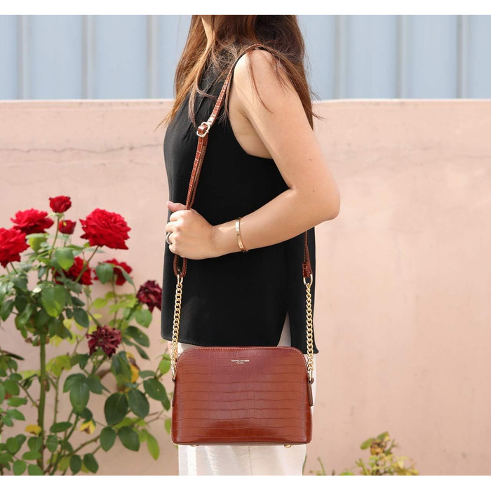 Сумка жіноча David Jones крокодилова шкіра коричнева через плече, клатч вечірній, повсякденна елегантна