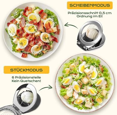 Ніж для яєць BIBURY з нержавіючої сталі 2-в-1, професійний слайсер для яєць, грибів, м'яких фруктів (безпечний для миття у посудомийній машині)