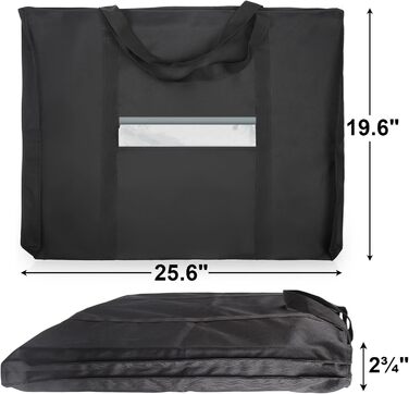 Портфоліо-сумка JJRING з дакрону, легка, чорна, 61x91 см (18''x24'') для художників